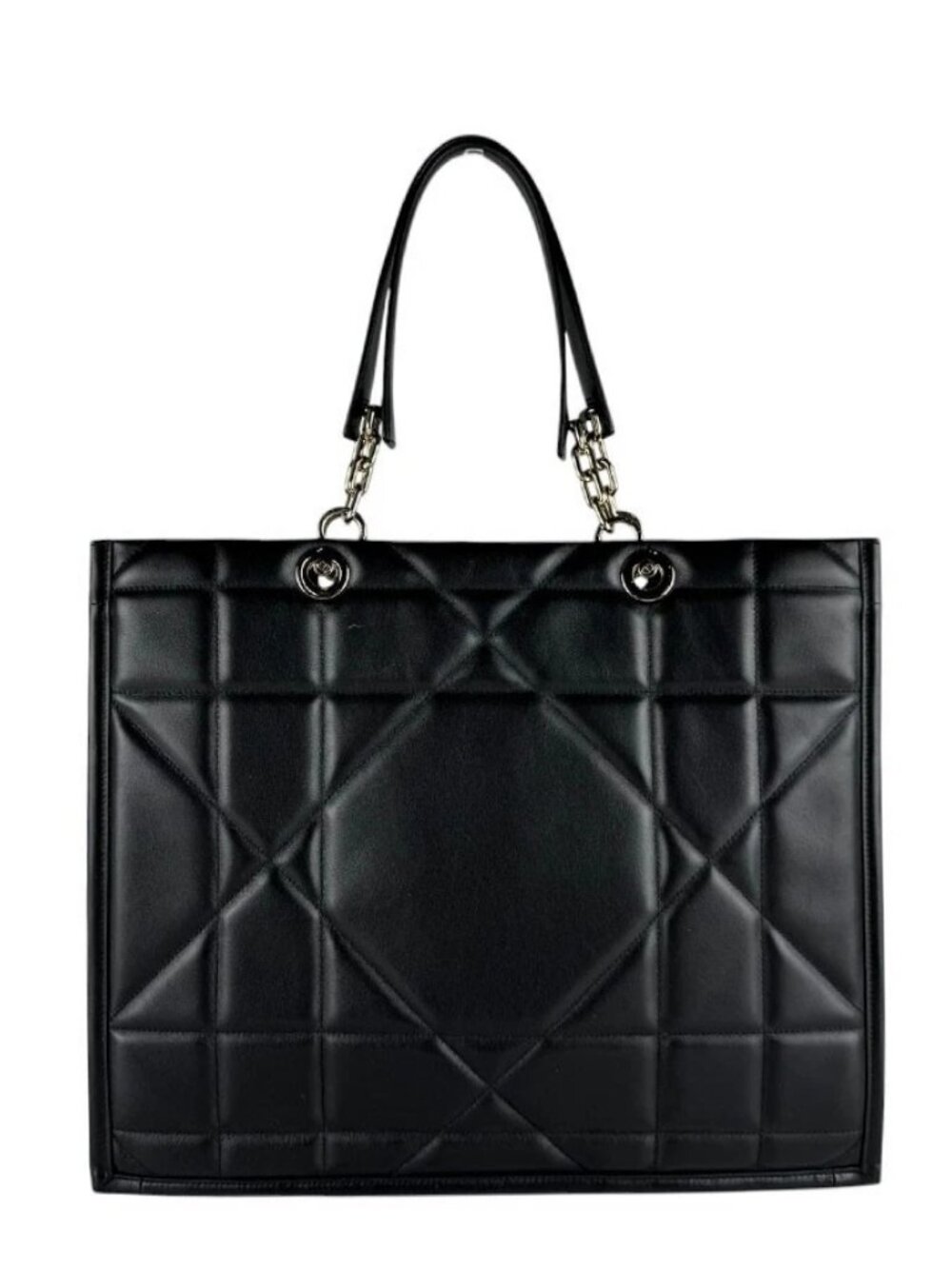 Christian Dior ESSENTIAL Large Tote Bag Handbag Black/Gold Leather